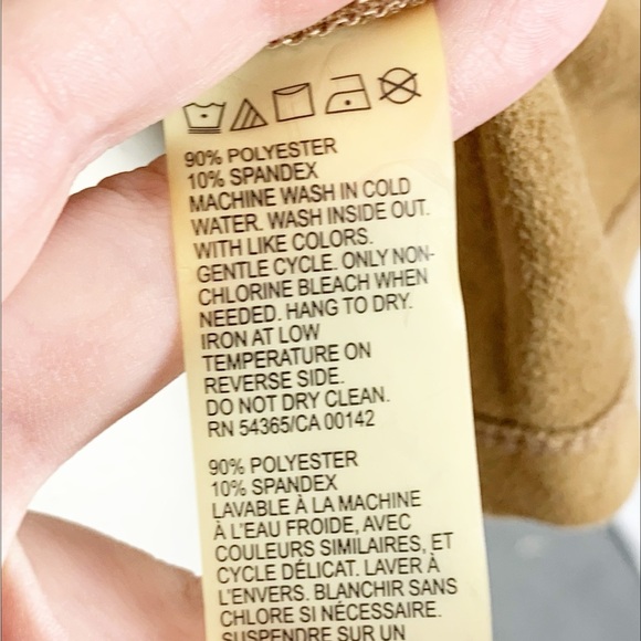 Tanjay Camel Brown Faux Suede Open Front Jacket with Gold Zip Pockets – Size 14 - Picture 8 of 8